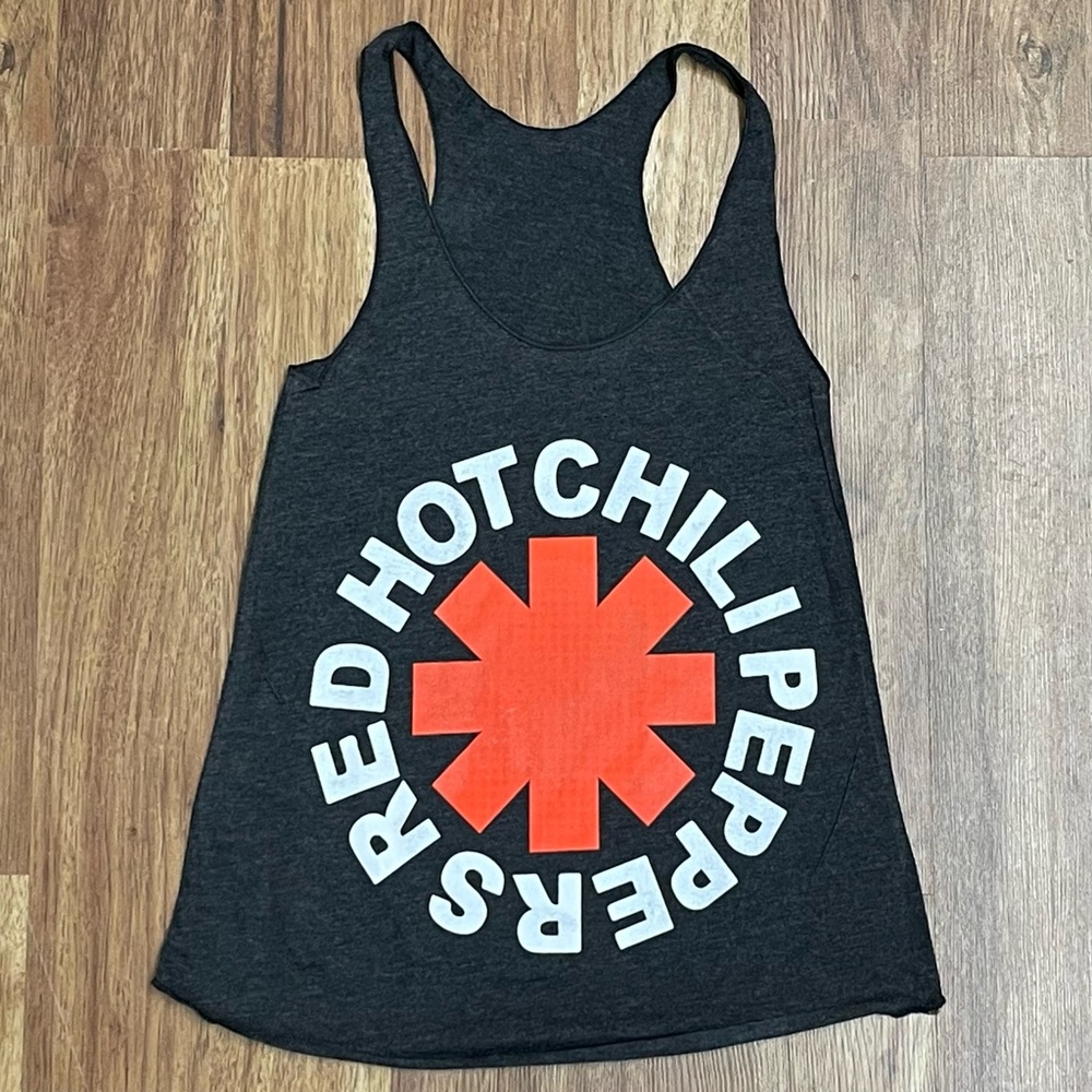 Ladies red hot chili peppers Racerback Tank Top Charcoal Black